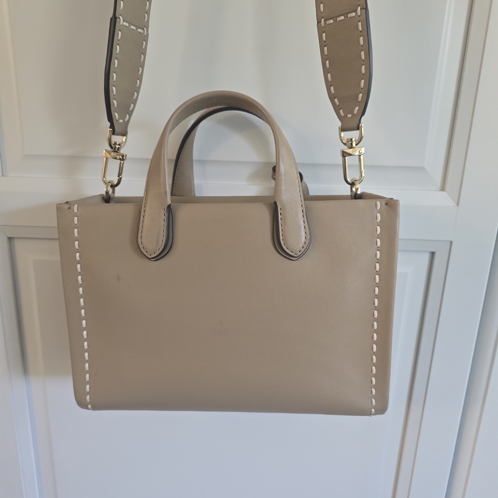 Michael Kors Taupe Leather Satchel with Contrast Stitching - Picture 2 of 8